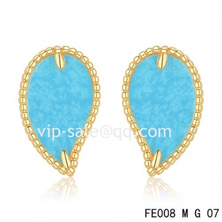 Cheap Van Cleef & Arpels Sweet Alhambra Leaf Earrings Yellow Gold,Turquoise